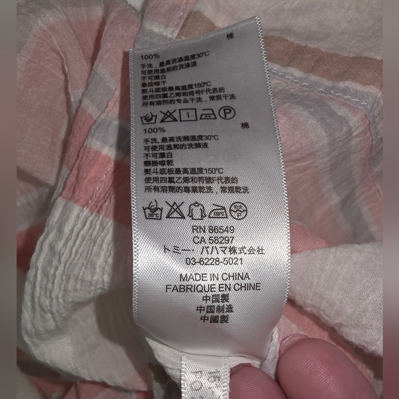 Tommy Bahama Striped Hooded Tunic 100% Cotton XS Pink White Beach Resort Boho - Picture 5 of 7